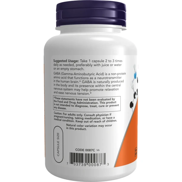 Now Foods, GABA, 500 mg, 100 Veg Capsules | Now Foods