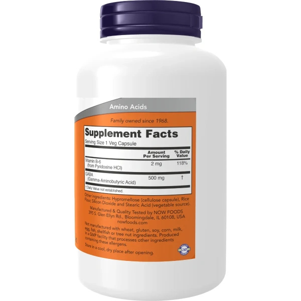 Now Foods, GABA, 500 mg, 200 kapslit | Now Foods