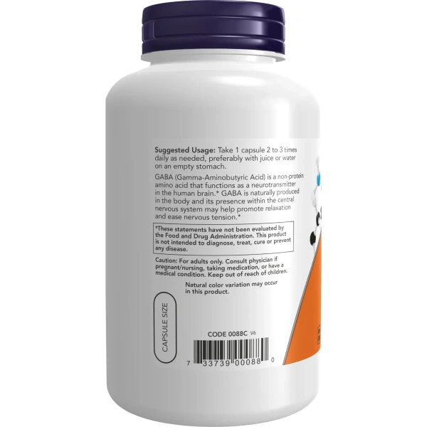 Now Foods, GABA, 500 mg, 200 Veg Capsules | Now Foods