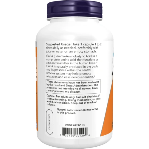 Now Foods, GABA, 750 mg, 200 Veg Capsules | Now Foods