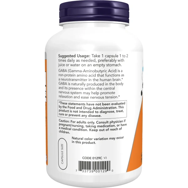 Now Foods, GABA, 750 mg, 200 Veg Capsules | Now Foods