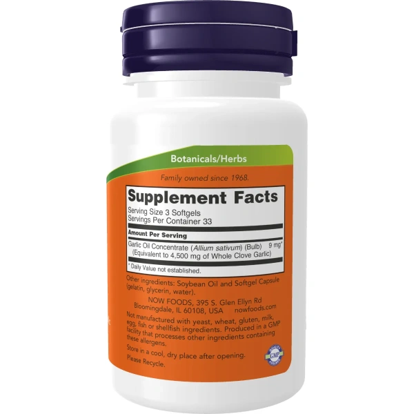 Now Foods, Garlic Oil, 1500 mg, 100 Softgels | Now Foods