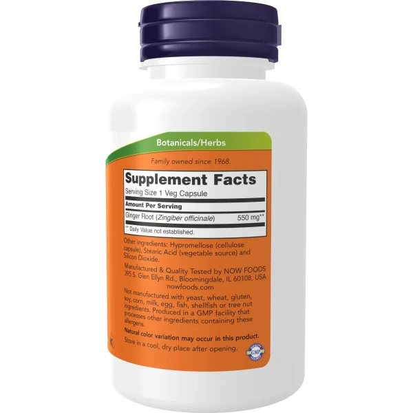 NOW Foods, Ginger Root, 550 mg, 100 Veg Capsules | Now Foods
