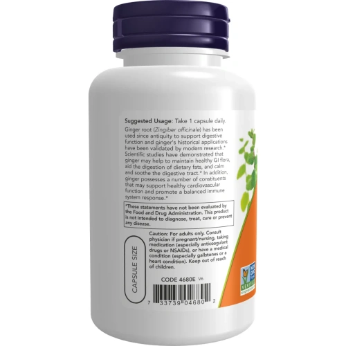 NOW Foods, Ginger Root (Ingverijuur), 550 mg, 100 Veg Capsules | Now Foods