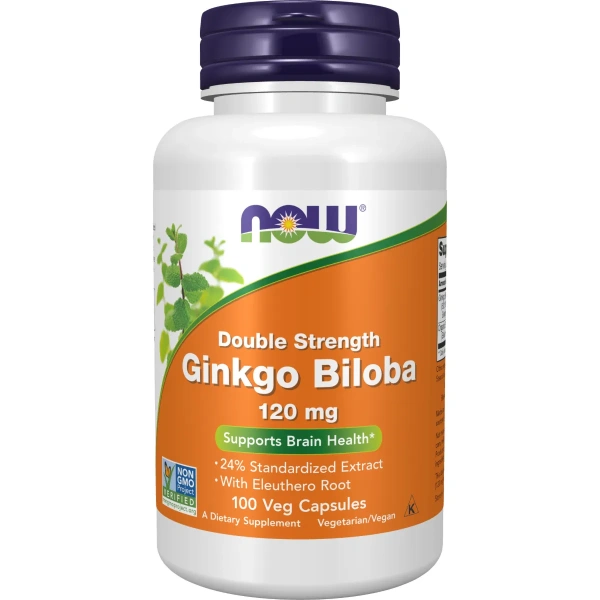 Now Foods, Ginkgo Biloba, Double Strength 120 mg, 100 Veg Capsules | Now Foods