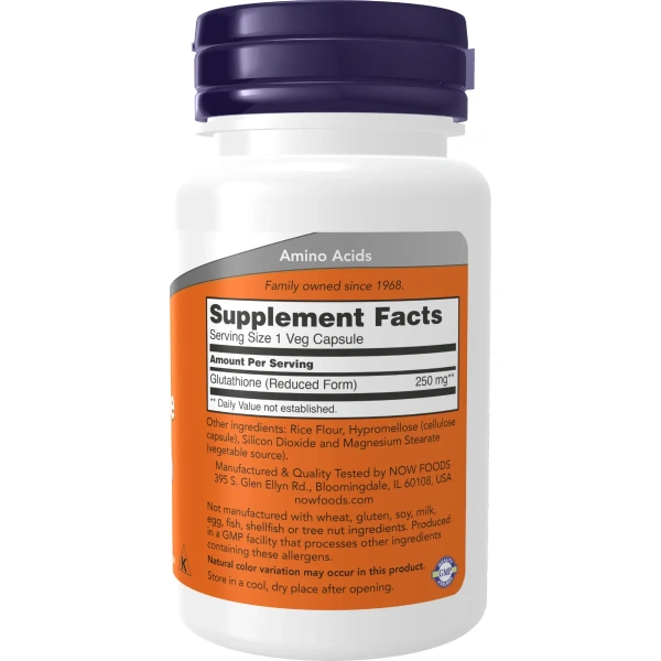 NOW Foods, Glutathione, 250 mg, 60 Veg Capsules | Now Foods