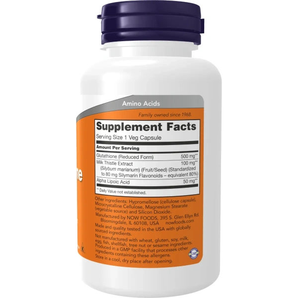 NOW Foods, Glutathione, 500 mg, 60 Veg Capsules | Now Foods