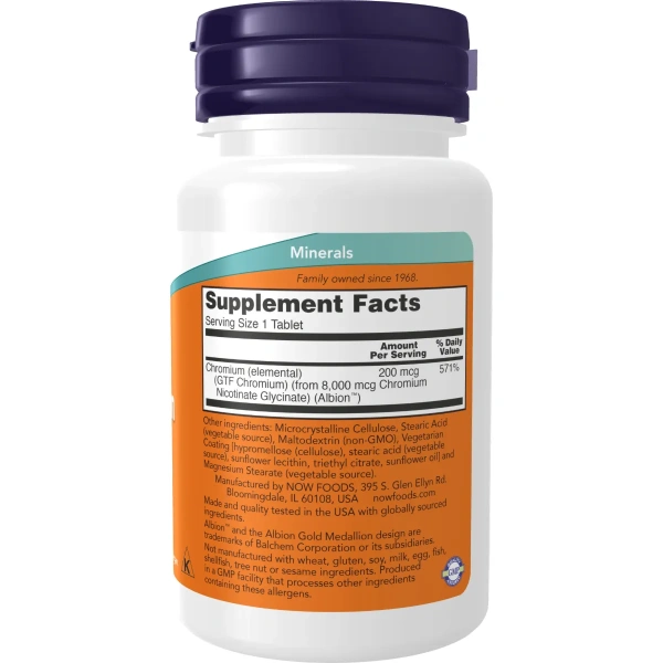 Now Foods, GTF Chromium, 200 mcg, 100 Tablets | Now Foods