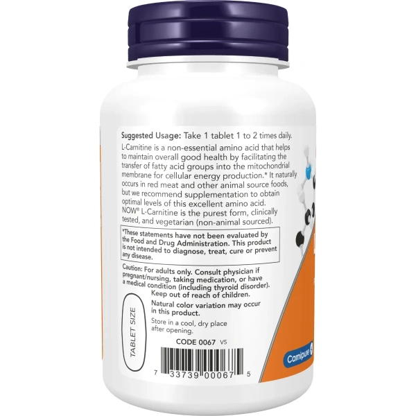 NOW Foods, L-Carnitine, 1000 mg, 50 Tablets