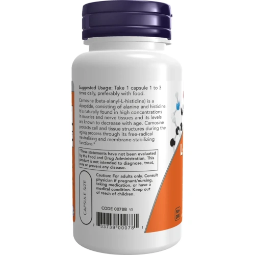 NOW Foods, L-Carnosine, 500 mg, 50 Veg Capsules | Now Foods