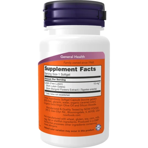 Now Foods, Lutein (Luteiin), 10 mg, 60 geelkapslit | Now Foods