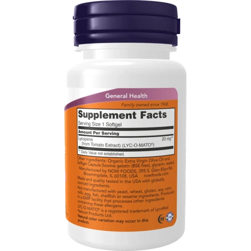 NOW Foods, Lycopene, 20 mg, 50 Softgels | Now Foods