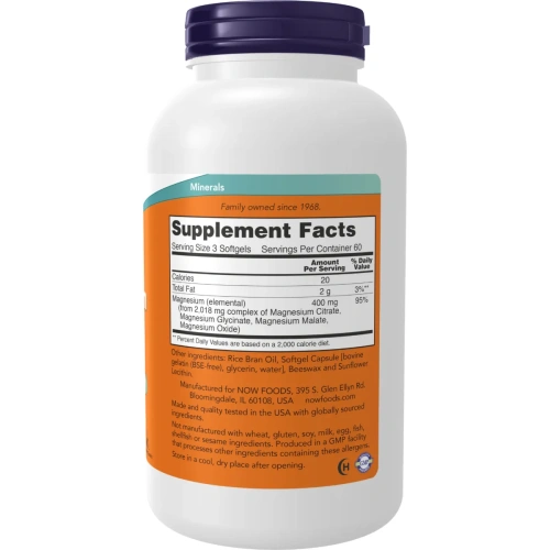 Now Foods, Magnesium Citrate (Magneesiumtsitraat) , 180 geelkapslit... 2