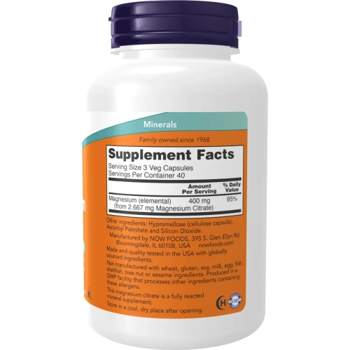 Now Foods, Magnesium Citrate, 120 Veg Capsules | Now Foods