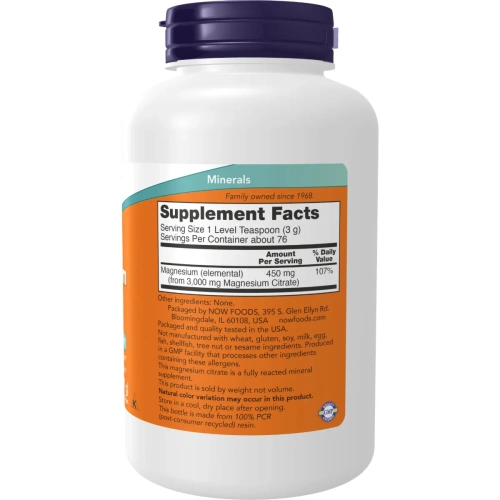 Now Foods, Magnesium Citrate, 100% Pure Powder, (227g) | Now Foods