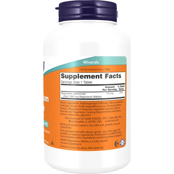 Now Foods, Magnesium Malate, 1000mg, 180 VeggieTabs | Now Foods