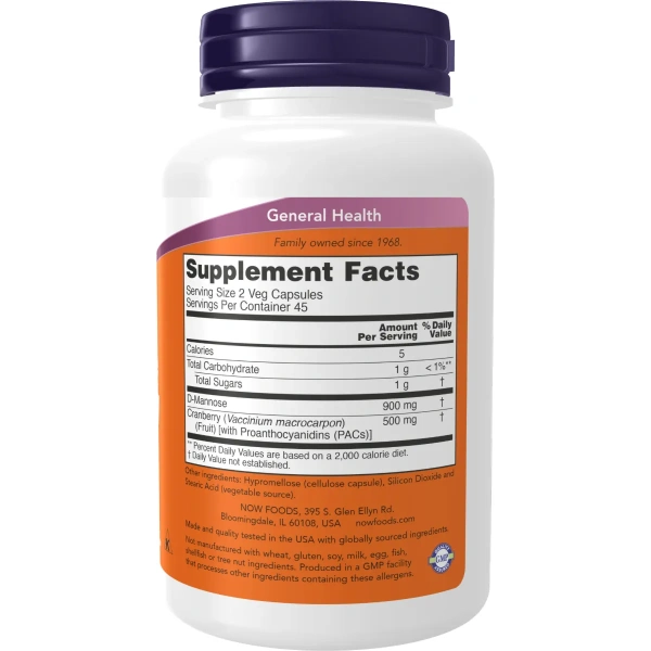 Now Foods, Mannose Cranberry, 90 Veg Capsules | Now Foods