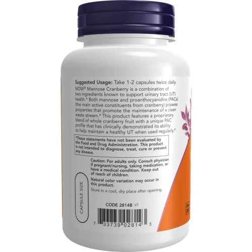 Now Foods, Mannose Cranberry, 90 Veg Capsules | Now Foods