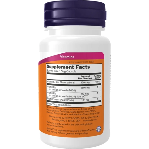 NOW Foods, MK-7 Plus with K1 & MK-4, 90 Veg Capsules | Now Foods