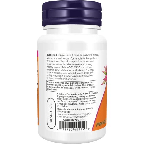 Now Foods, MK-7 Vitamin K-2, 100 mcg, 60 Veg Capsules | Now Foods