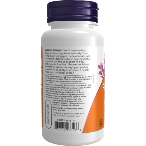 Now Foods, Natural Resveratrol, 200 mg, 60 Veg Capsules | Now Foods