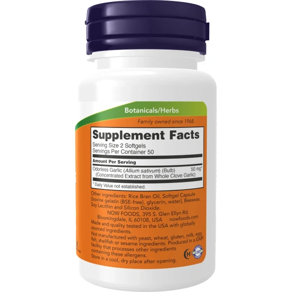 Odorless Garlic, Concentrated Extract, 100 Softgels | Now Foods
