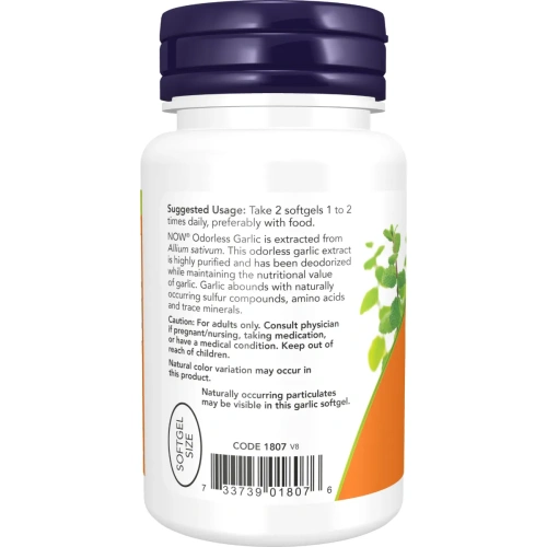 Odorless Garlic, Concentrated Extract, 100 Softgels | Now Foods