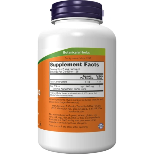 Now Foods, Pau D' Arco, 500 mg, 250 Capsules | Now Foods