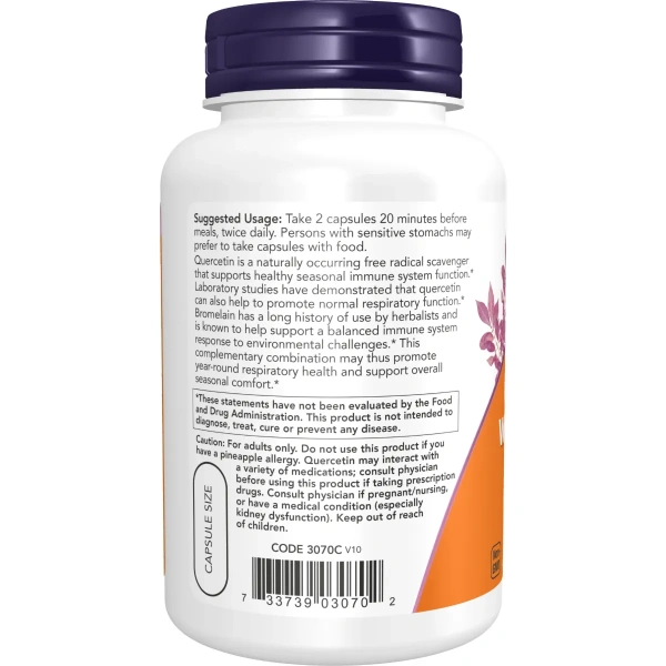Now Foods, Quercetin with Bromelain (Kvertsetiin bromelaiiniga), 120 kapslit | Now Foods