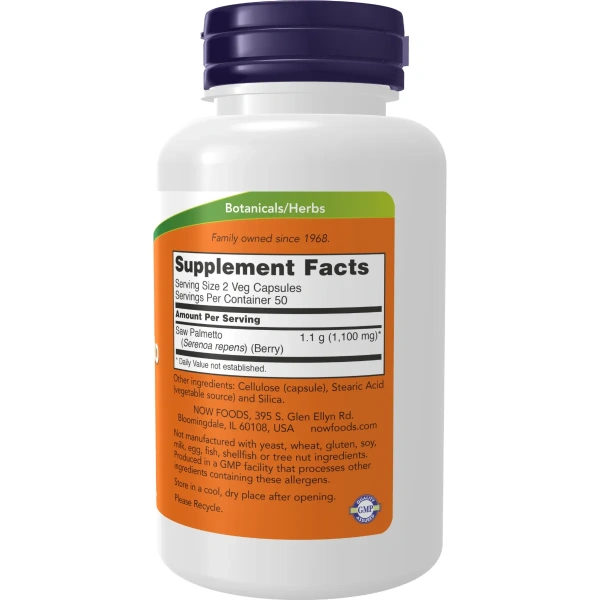 Now Foods, Ягоды пальмы сереноа 550 мг, 100 растительных капсул | Now Foods