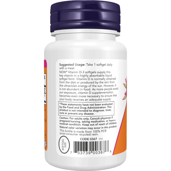 Now Foods, Vitamin D3, 2,000 IU, 120 Softgels | Now Foods