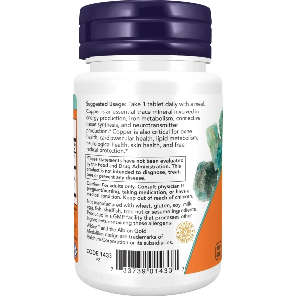 NOW Foods Copper Glycinate, 120 tablets | Now Foods