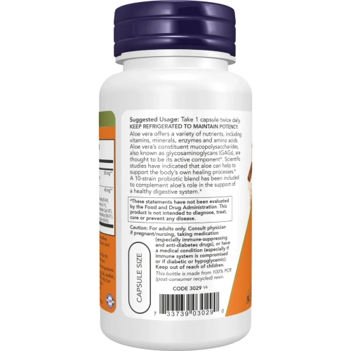 Now Foods, Aloe 10,000 & Probiotics (Probiootikumid), 60 kapslit | Now Foods