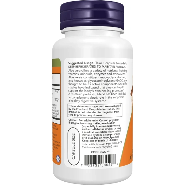 Now Foods, Aloe 10,000 & Probiotics, 60 Veg Capsules | Now Foods