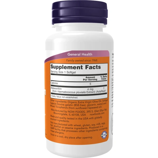 Now Foods, Astaxanthin (Astaksantiin), 4 mg, 90 Softgels | Now Foods