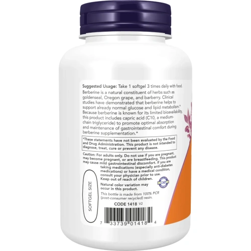 Now Foods, Berberine Glucose Support (Berberiin), 90 geelkapslit | Now Foods