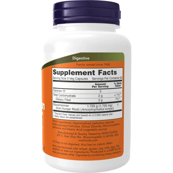 Now Foods, Glucomannan (Glükomannan), 575 mg, 180 kapslit | Now Foods