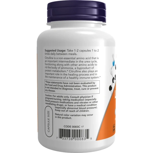 Now Foods, L-цитруллин, 750 мг, 90 растительных капсул | Now Foods