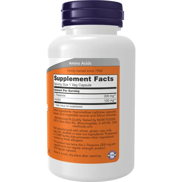 Now Foods, L-Theanine, Double Strength, 200 mg, 120 Veg Capsules | Now Foods