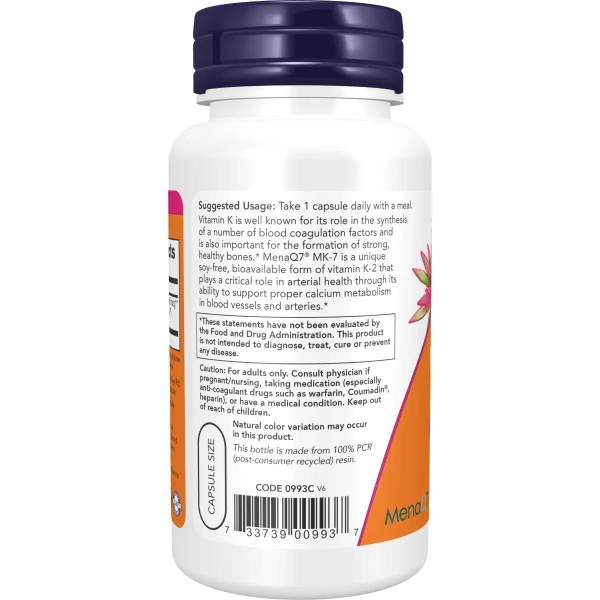 Now Foods, MK-7 Vitamin K-2 , 100 mcg, 120 Veg Capsules | Now Foods