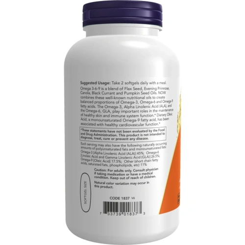 Now Foods, Omega 3-6-9, 1000 mg, 250 geelkapslit | Now Foods