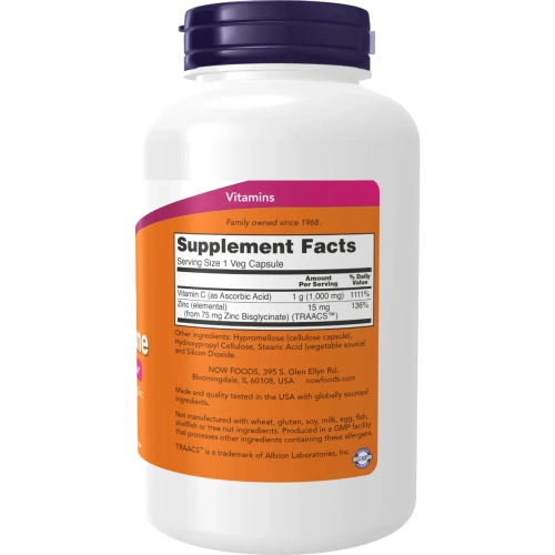 Now Foods, Vitamin C-1000 Zinc Immune, 1,000 mg & Zinc, 15 mg , 180 Veg Capsules | Now Foods