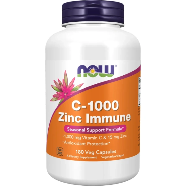 Now Foods, Vitamin C-1000 Zinc Immune, 1,000 mg & Zinc, 15 mg , 180 Veg Capsules | Now Foods
