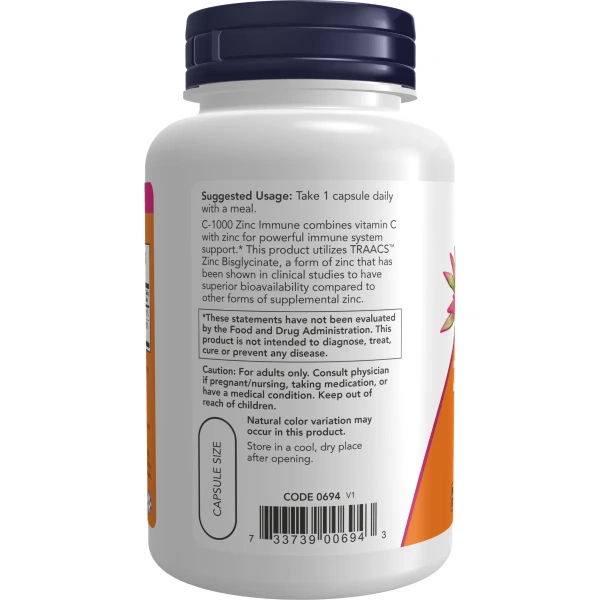 Now Foods, Vitamin C-1000 Zinc Immune, 1,000 mg & Zinc, 15 mg , 90 Veg Capsules | Now Foods