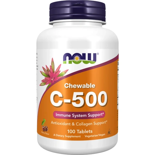 Now Foods, Vitamin C-500 (Vitamiin C), looduslik kirsi-marja maitse, 100 näritavat tabletti | Now Foods