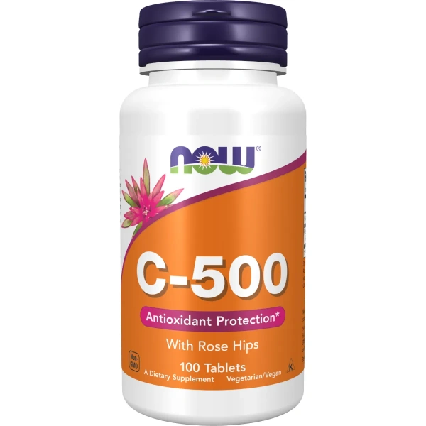 Now Foods, Vitamin C-500 With Rose Hips (Vitamiin C), 100 Tabletti | Now Foods