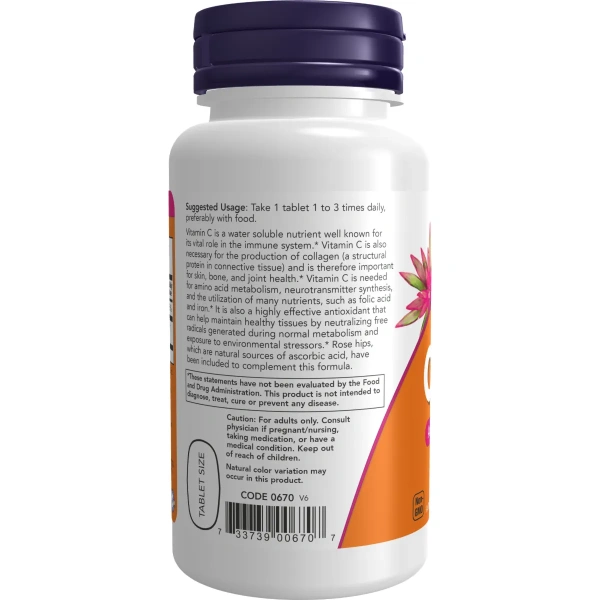 Now Foods, Vitamin C-500 With Rose Hips, 100 Tablets | Now Foods