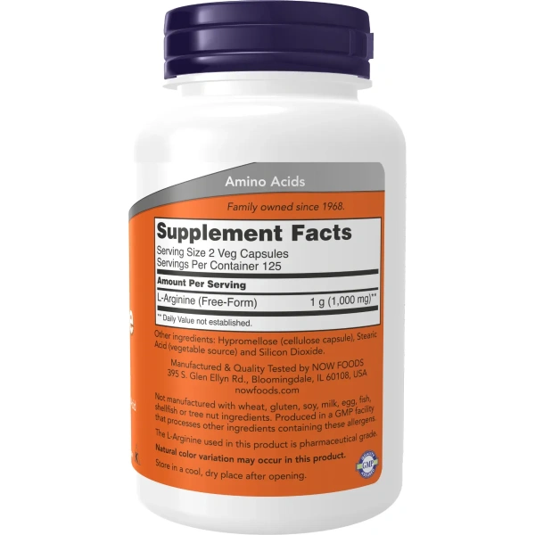 Now Foods, L-Arginine (L-Arginiin), 500 mg, 250 kapslit | Now Foods