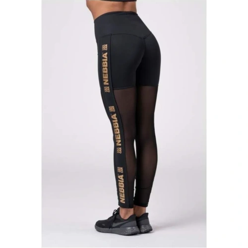 Gold Mesh leggings 829, Black | NEBBIA