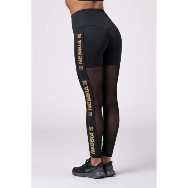 Gold Mesh leggings 829, Black | NEBBIA